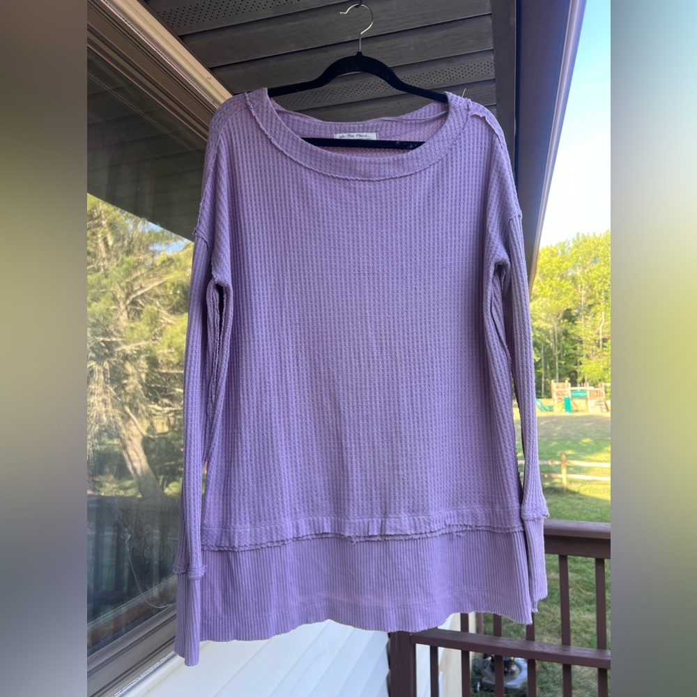 We The Free Lilac Waffle Knit Sweater